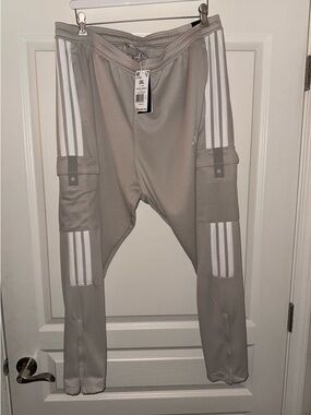 adidas Light cream Cargo Joggers with White Three-Stripes